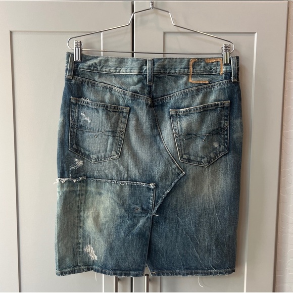 Polo Ralph Laure Denim Patchwork Reworked Skirt Pencil Jean 10 Streetwear - Picture 6 of 10